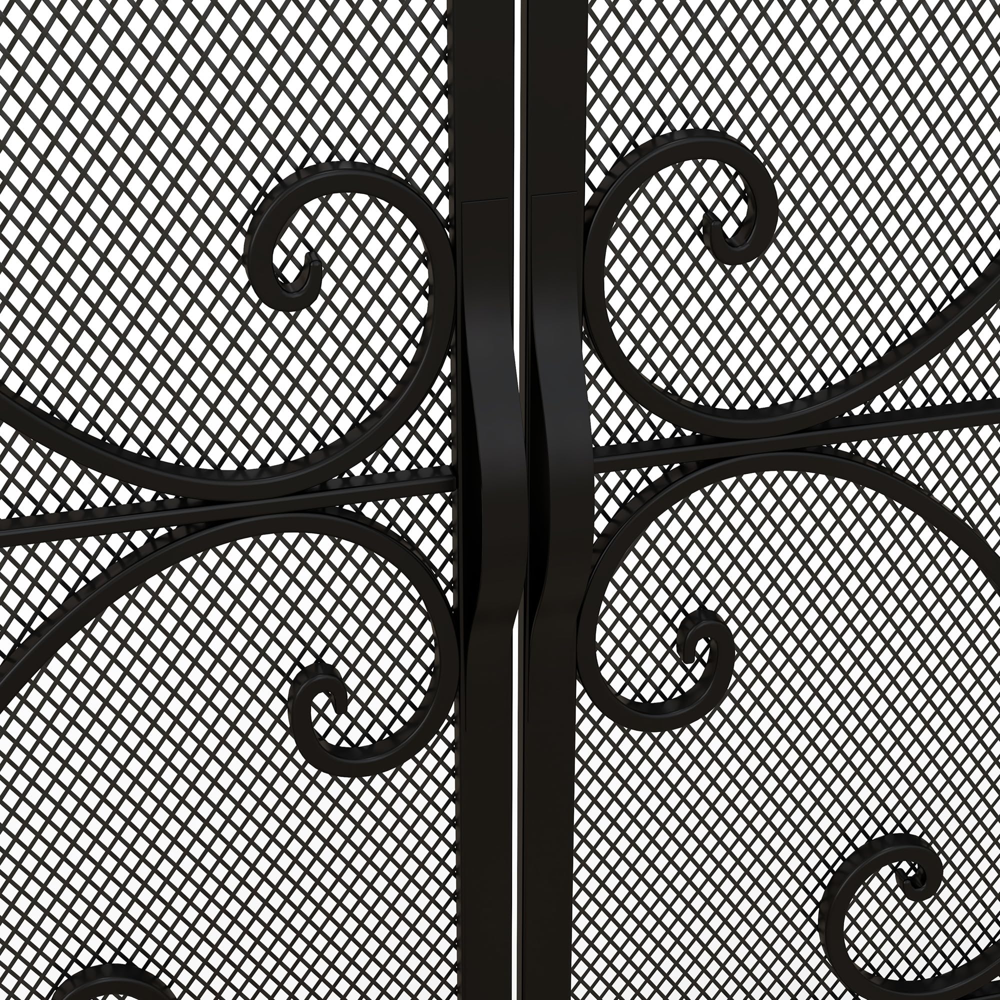 HOMCOM Pare-feu cheminée, Grille de Protection pour cheminée, Panneau Unique en Maille d'acier, Sommet arqué, avec Double Porte magnétiques, 105 x 40 x 80,5 cm, Noir