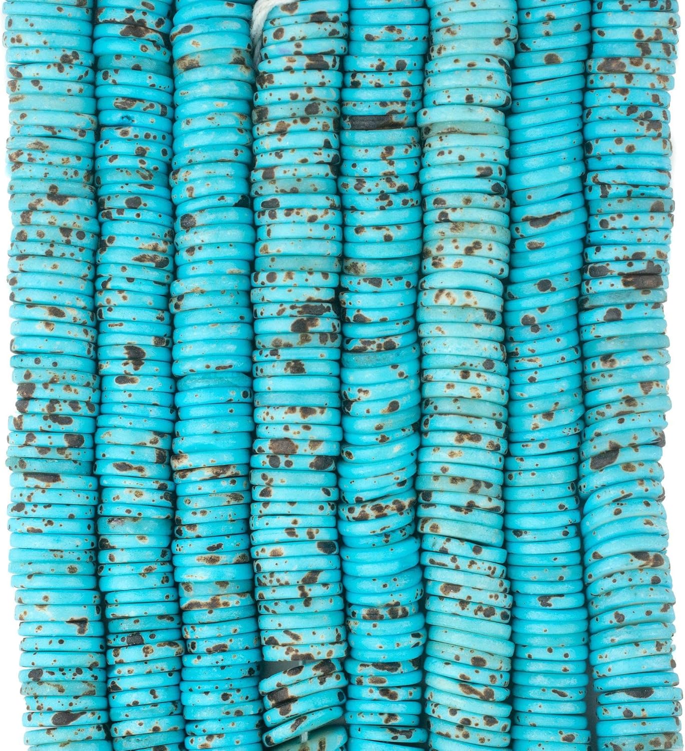 The Bead Chest 14mm Turquoise Bone Button Beads: Nepal Flat Round Disk Heishi Beads for DIY Necklace Jewelry Making