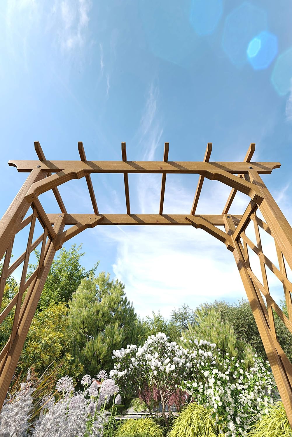 Vita Heartwood Cedar Wood Arbor – 55" x 88" Golden Brown Garden Arch, Durable Trellis for Climbing Plants, Easy Assembly, Ideal for Wedding Ceremony, Backyard Décor & Garden Entrance
