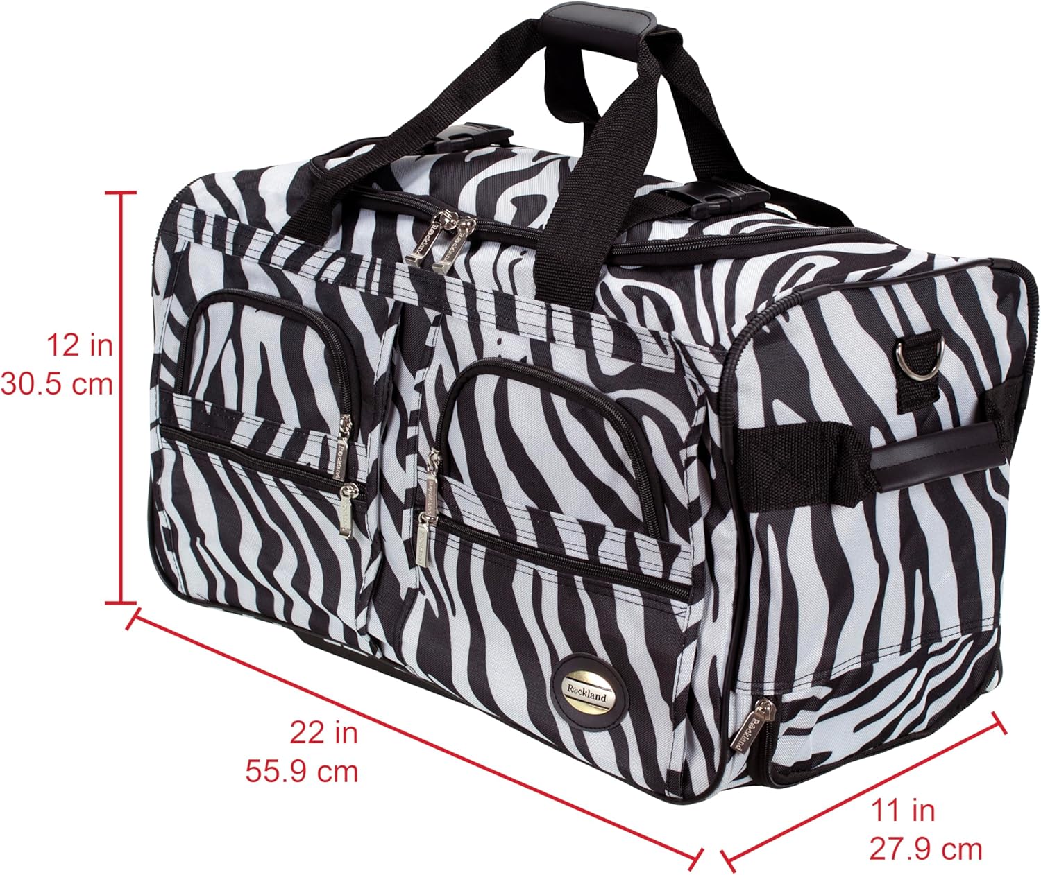 Rockland Rolling Duffel Bag, Zebra, 22" - Image 3