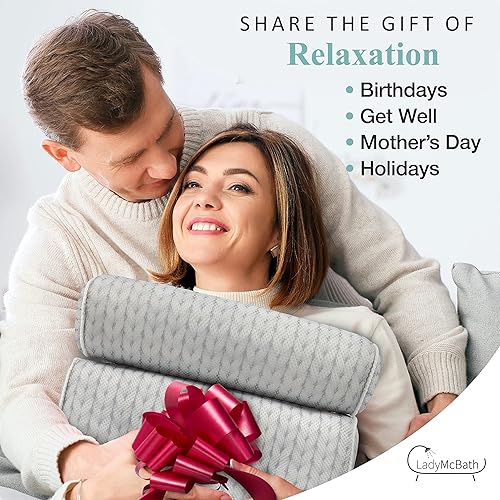 Miniatura 6 de Lady McBath - Almohada de baño de cuerpo completo, cojín de baño de lujo para soporte de bañera, cuello, hombros y espalda, 21 potentes ventosas