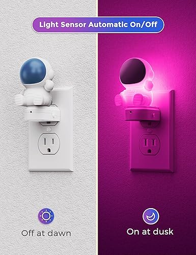 Miniatura 2 de L LOHAS LED Luz nocturna para niños, luz nocturna espacial 3D enchufable, luces nocturnas de guardería del atardecer al amanecer, RGB + blanco suave