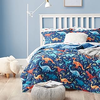 UMCHORD Dinosaur Kids Bedding Set for Boys, Twin Size Comforter Set with Sheets, 5 Pieces Soft Lightweight Bed in a Bag, Durable Children Bed Set