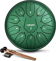 LEKATO 6 Inch Acél Nyelvdob 11 Hanggal D Kulcsban Handpan Esődob Gyógyító Hangokkal Zöld 1