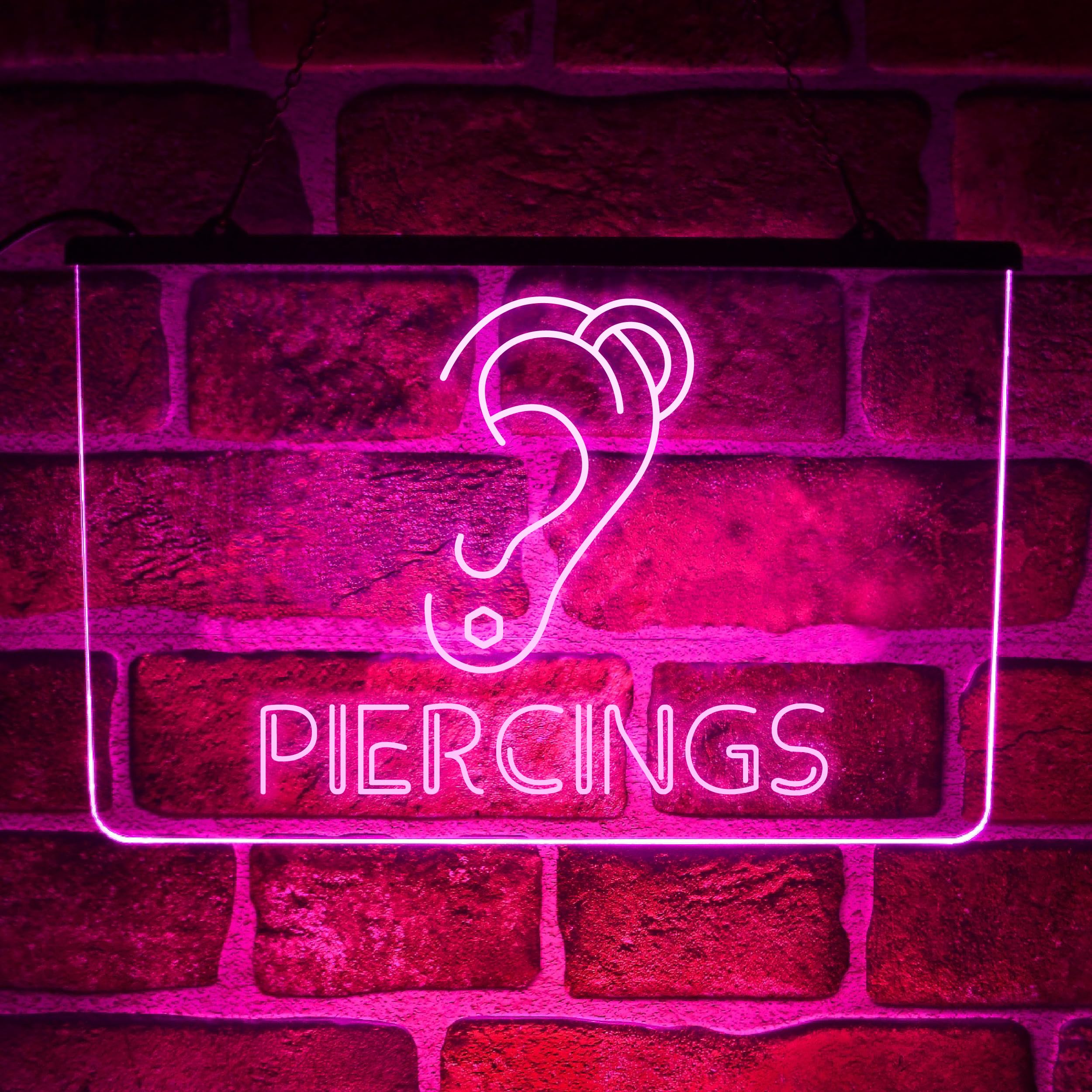 Piercings LED Neon Light Sign | Multicolour Lit Up Hanging Shop Window Decor (Green)