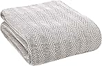 Glamburg 100% Soft and Breathable Cotton Thermal Blanket Queen Charcoal - Perfect for Layering Any Bed for All Season
