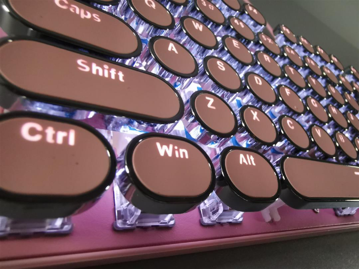 Typewriter Style Mechanical Gaming Keyboard, Pink Retro Punk