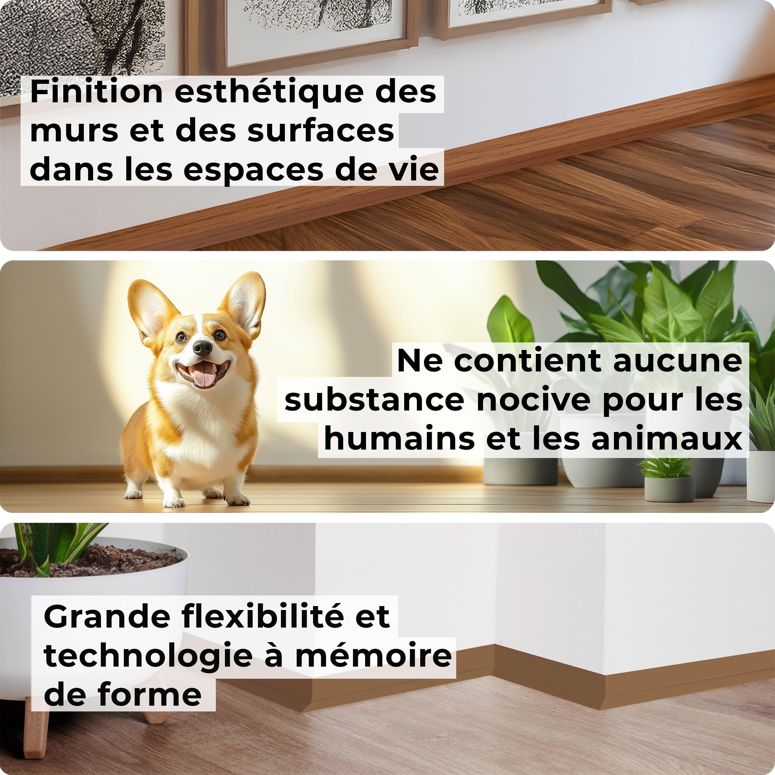 Quest Plinthe Souple Autoadhésive 32 x 23 mm Décorative - Blanc, 15 m