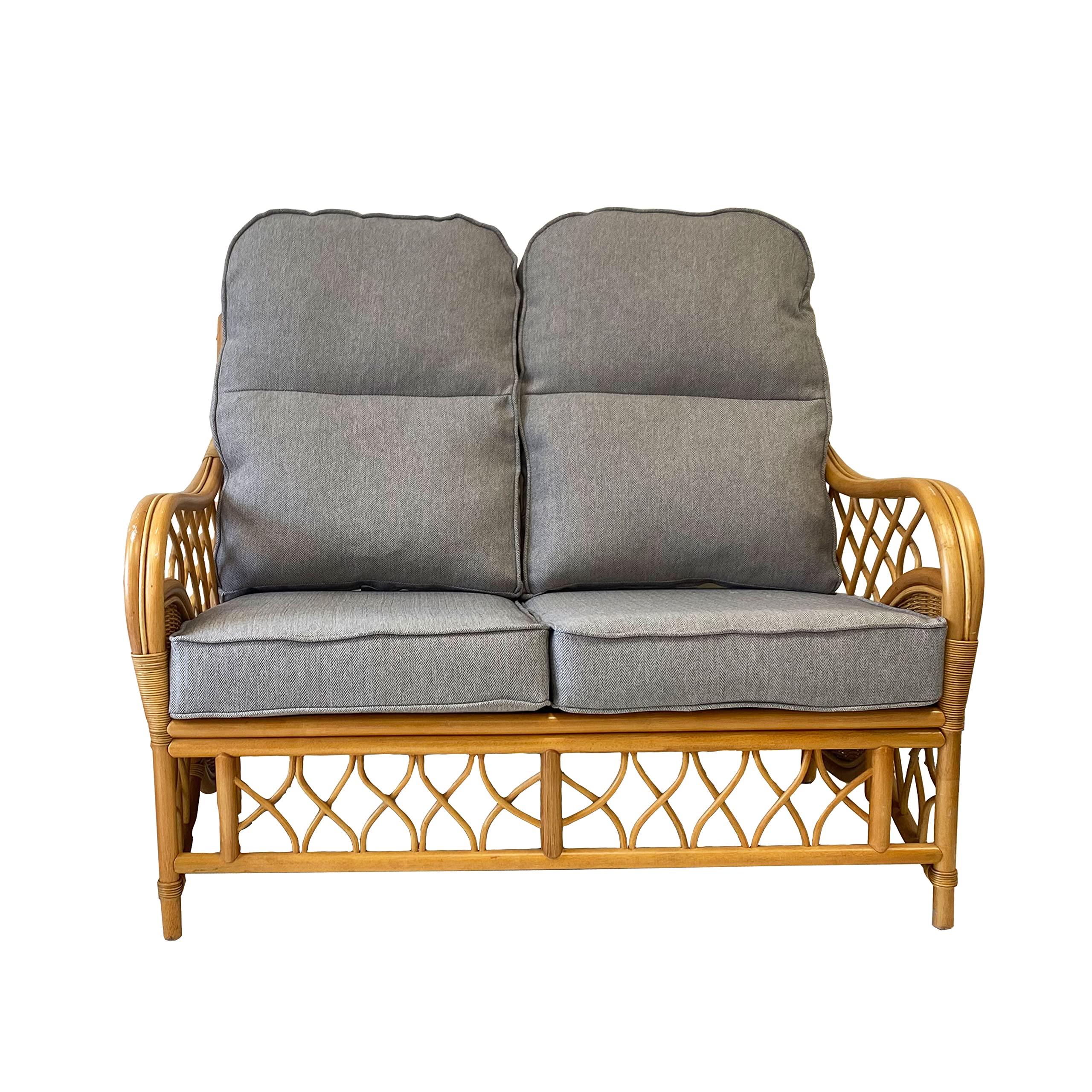 Replacement Cushions for Conservatory Cane Furniture with piped edging (CUSHIONS ONLY) (Herringbone Grey, Sofa Cushions)