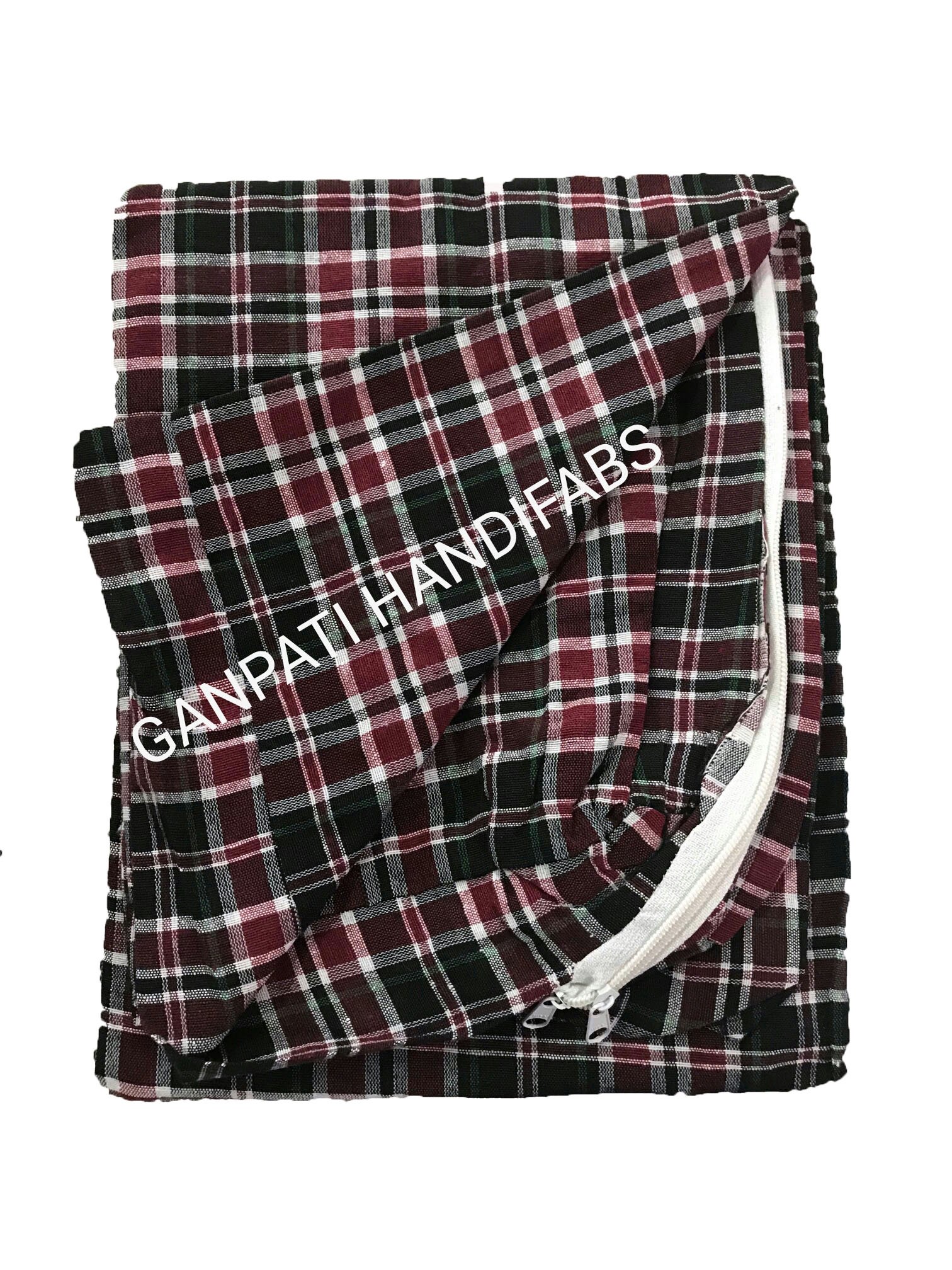 GANPATI HANDIFABS Cotton Mattress cover 1 pcs with Zip ,Multicolor + 1 Kitchen cloth Napkin (75 x 48 x 5)-image-35