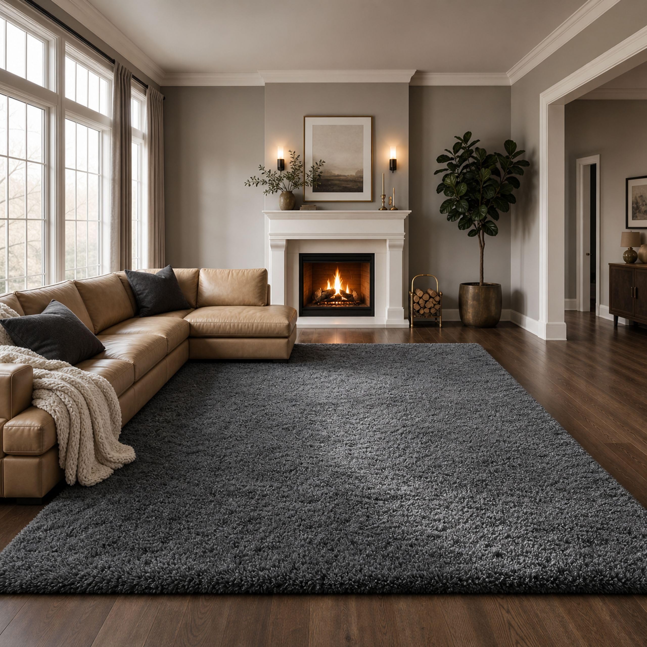 Photo 1 of ** VERY USED** Ophanie Area Rugs 9x12 Living Room, Large Grey Bedroom Carpet, Big Shag Indoor Thick Soft Nursery Rug, Gray Fluffy Carpets for Boy and Girls Room Dorm Home Decor Aesthetic