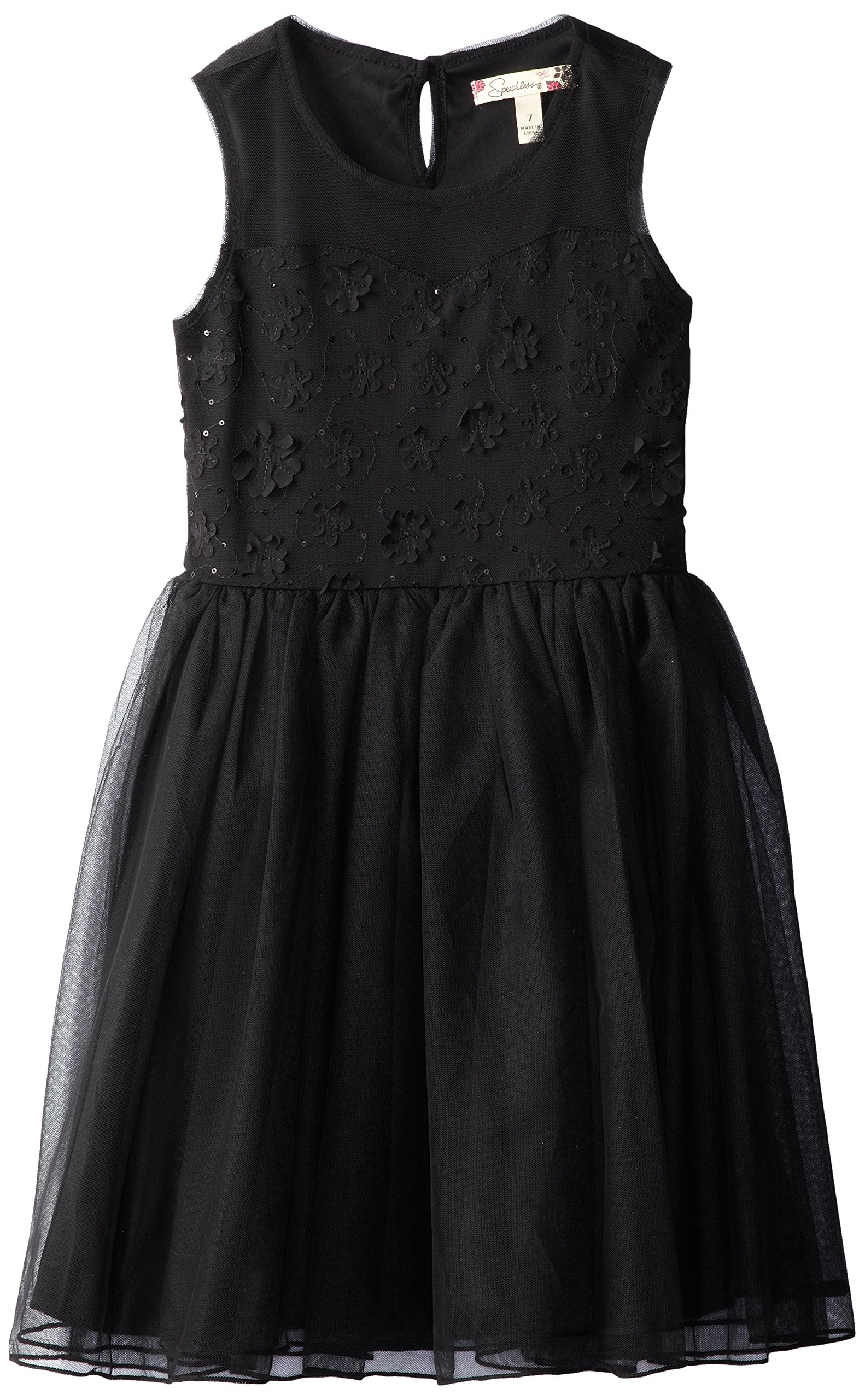Speechless Big Girls' Illusion Dress with Flower Applique
