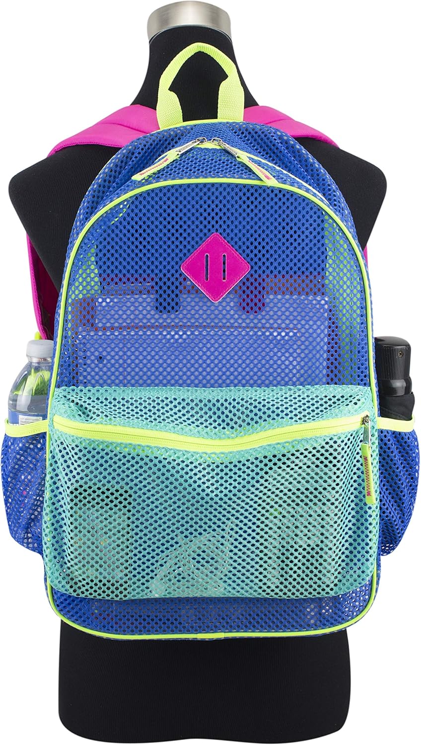 turquoise mesh backpack