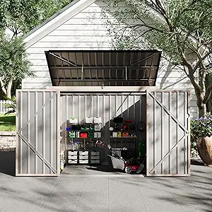 3x6x4 FT 2 Trash Cans Metal Outdoor Storage, Garbage Bin Storage Shed with Chain Lid, Metal Outdoor Storages for Garden, Backyard, Lawn and Patio