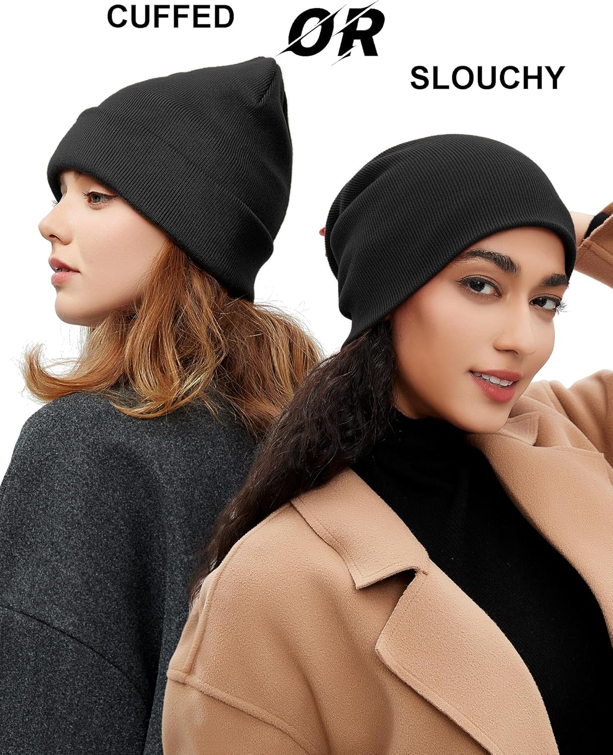 Satin Lined Wool Beanie Hat for Women Men Fall Winter Fashion, Warm Knit Cuffed Fisherman Skull Cap/Slouchy Beanie - Image 4