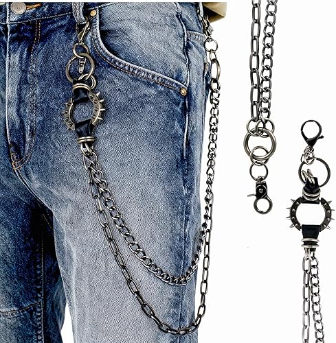Miniatura 15 de Cadenas punk unisex para pantalones, cadenas de cinturón de alta resistencia, pantalones de hip hop, cadena de jeans con cierres de langosta