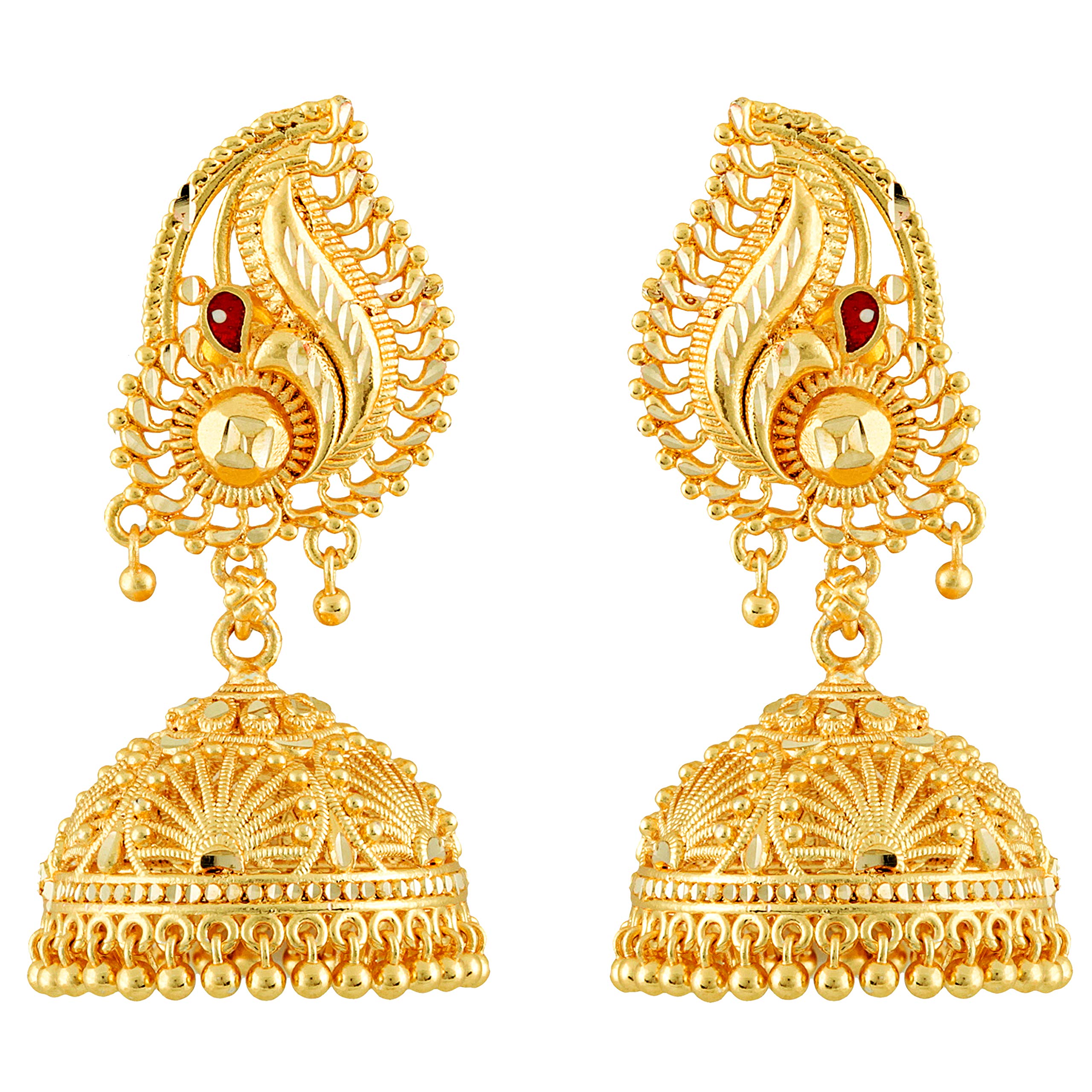 MEENAZ Traditional Temple Jewellery 18k One Gram Gold Ethnic Copper Stylish Handcrafted South Indian Meenakari Screw Back Studs Jhumkas Jhumka Earrings Set For Women girls Latest -GOLD JHUMKI-M118 (B08QS85RVT) Amazon Price History, Amazon Price Tracker
