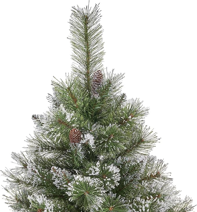 Amazon Com 7 5 Foot Cashmere Pine And Mixed Needles Unlit Hinged Artificial Christmas Tree With Snow And Glitter Branches And Frosted Pinecones Everything Else