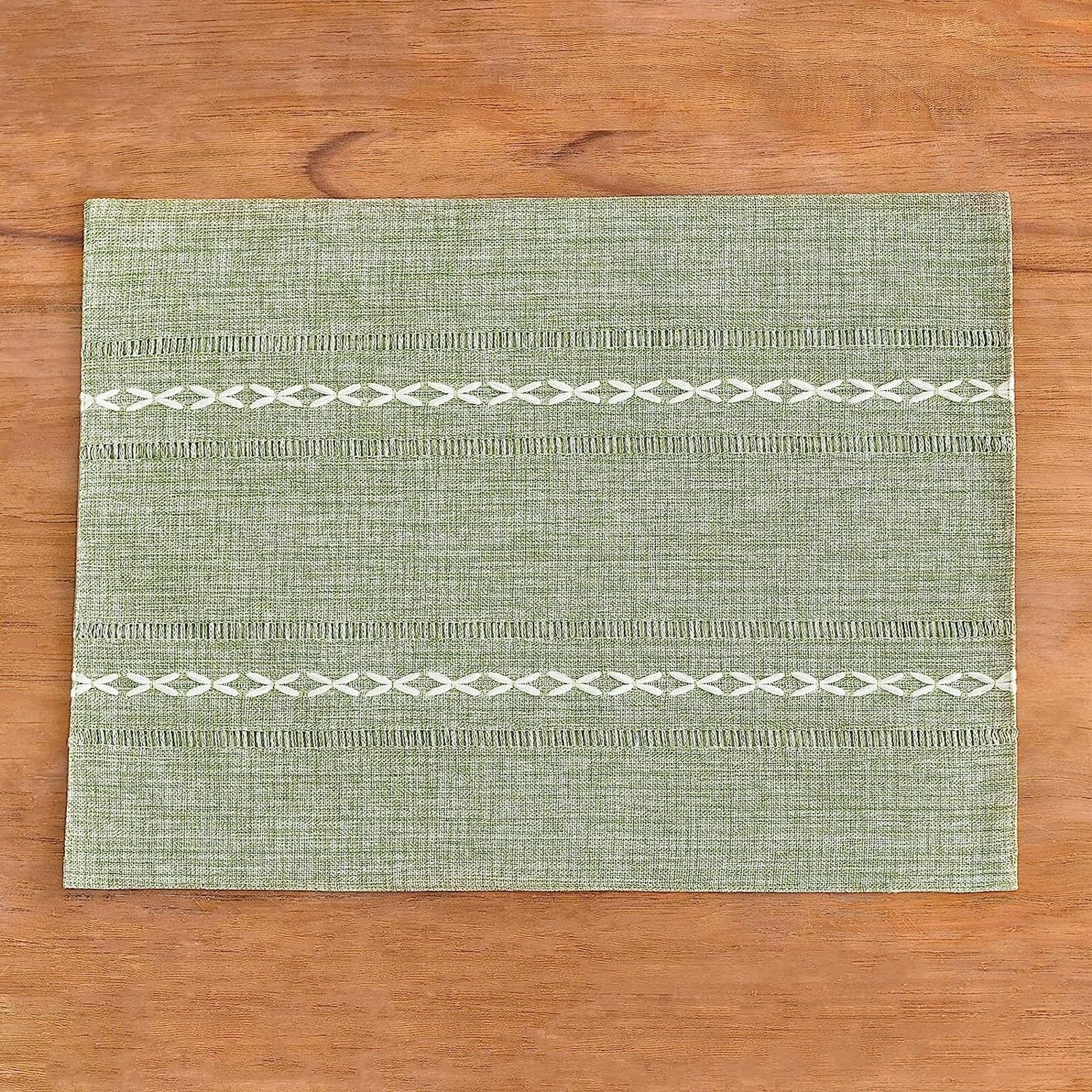 Gualiy 6-częściowy zestaw mat stołowych, bawełniane lniane podkładki 30 x 50 cm plecione paski wzór prostokątna podkładka na stolik kawowy