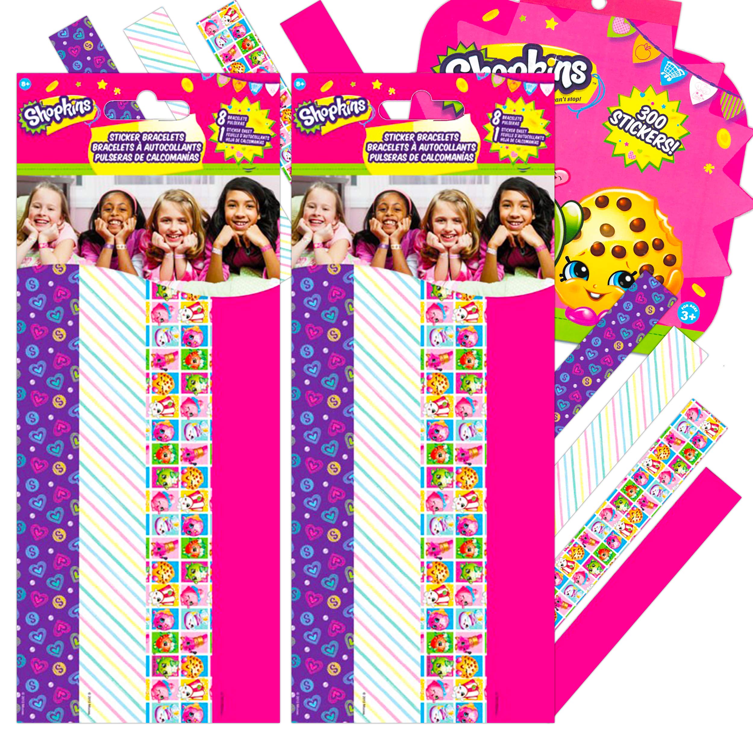 Shopkins Party Supplies Girls Party Favors Bundle - 16 Pc Shopkins Sticker Wristband Bracelets Girls Party Decorations (Shopkins Party Favors)