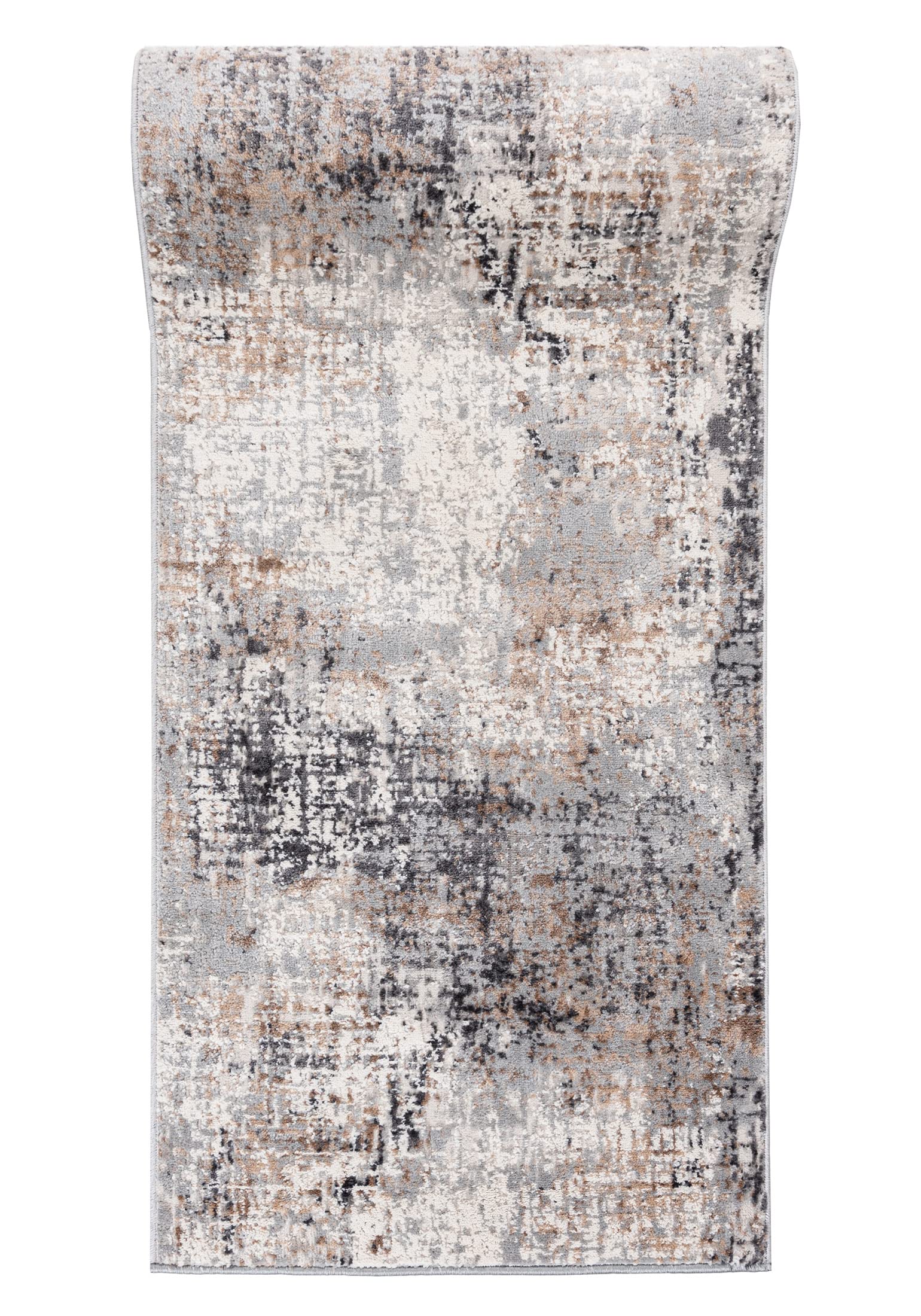 Mazovia Runner Carpet Gang - Moderne Loper Tapijt Bende - Kortpolig Vloerkleed - Keukenloper voor Hal, Slaapkamer, Keuken, Gang - Patroon Abstract - Keuken Loper 70x350 cm - Grijs Zalmkleur 2