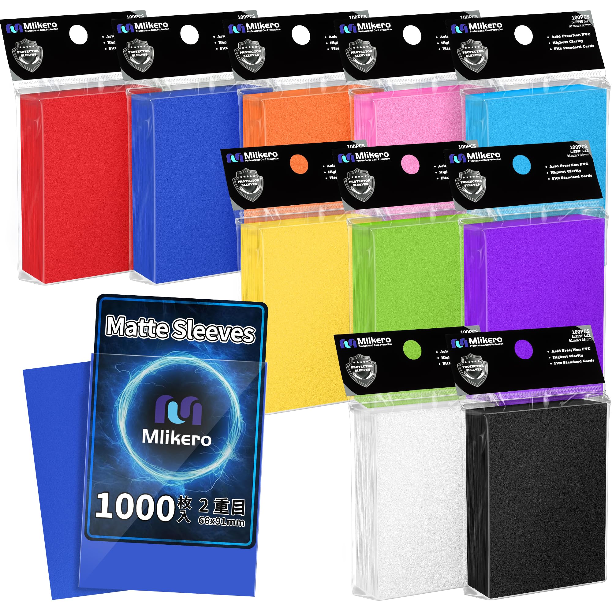 Amazon.co.jp: Mlikero カードスリーブ 10色セット 1000枚 マット仕様