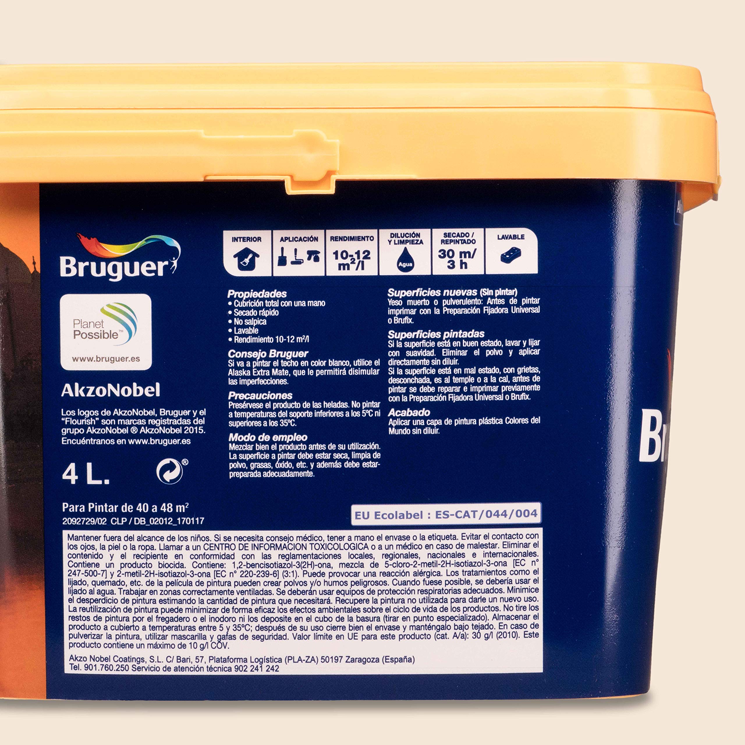 Bruguer Colores del Mundo Pintura para paredes monocapa India Matiz de Melocotón 4 L (Paquete de 2)