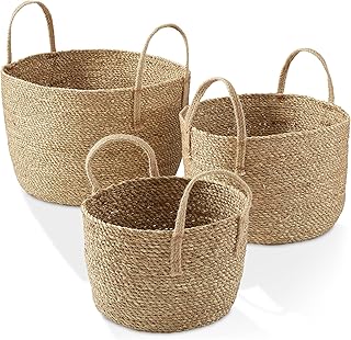 29 Farmhouse Bedroom Ideas With Rustic Cozy Vibes 79 Casafield Set of 3 Braided Seagrass Baskets with Jute Handles - Natural,...