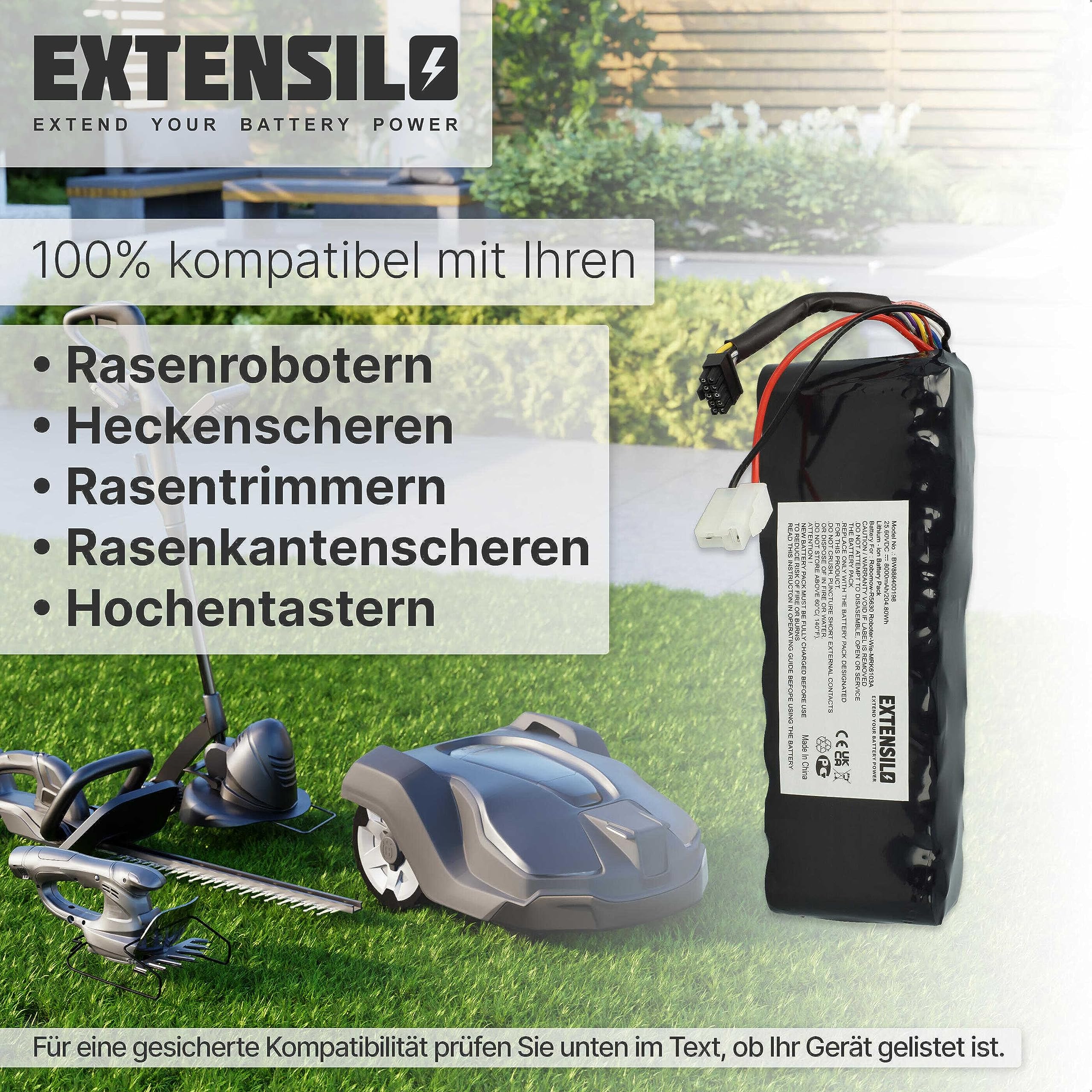 Akku kompatibel mit Robomow RS625, RS622, RS622 Pro, RS622U, RS615 Pro, RS615U Rasenroboter Rasenmäher (8000mAh, 25,6V, Li-Ion)