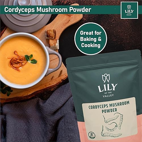 Miniatura 5 de LILY OF THE VALLEY Cordyceps - Superalimento en polvo de hongos para rendimiento deportivo, extracto de hongos de alto rendimiento con militaris