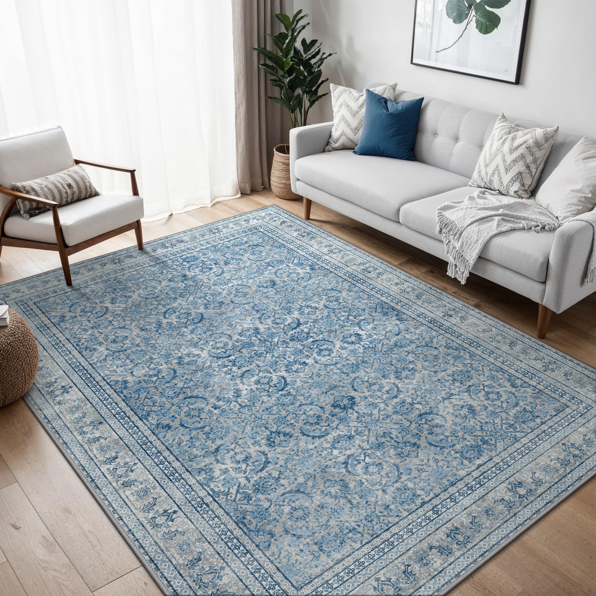 BEIMO Boho Teppich Wohnzimmer Schlafzimmer Vintage Waschbare Teppich Kurzflor rutschfest Teppiche für Küche 120X170CM