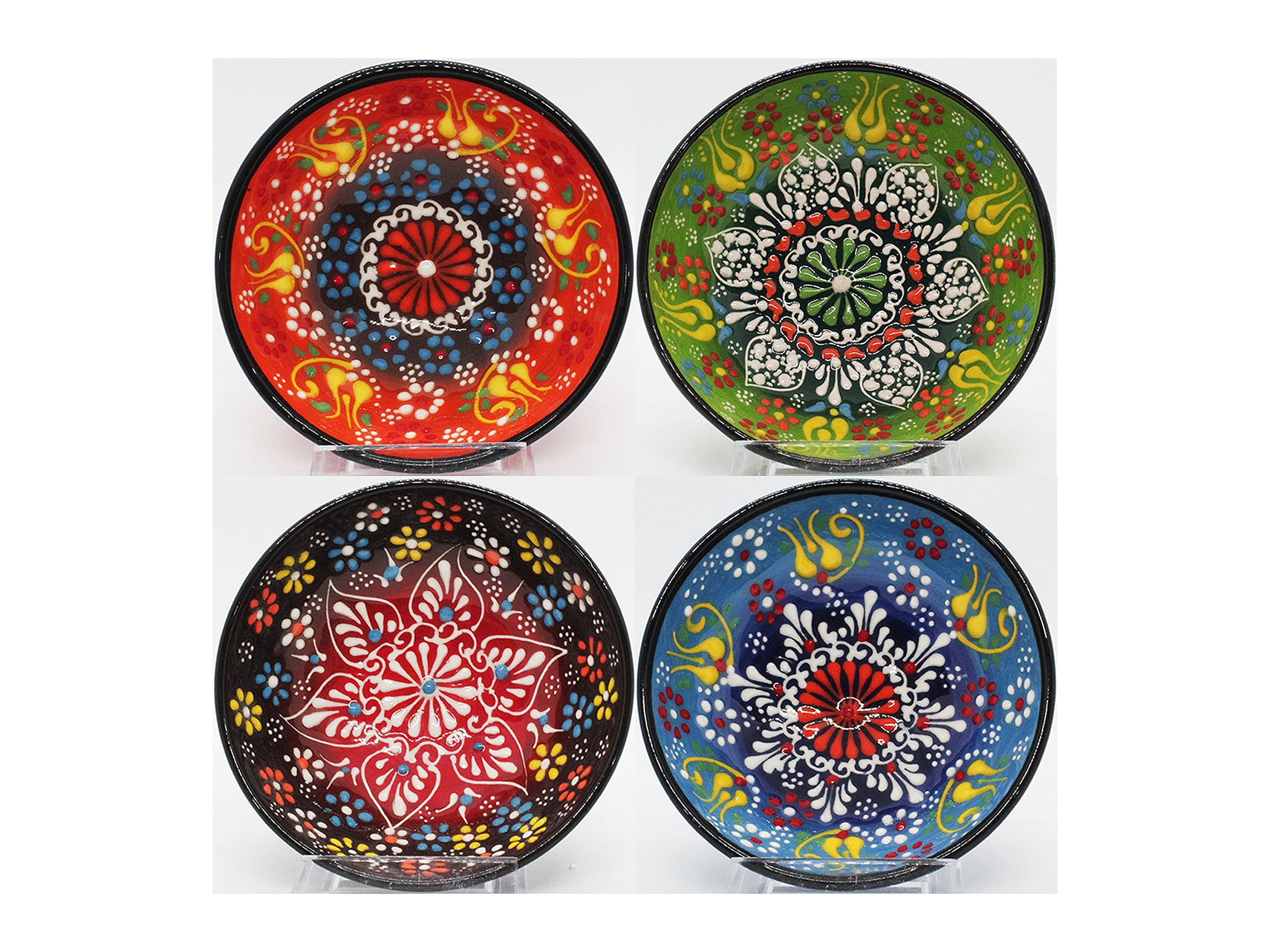 12 Cm Small Ceramic Bowls, Decorative Appetizer Merge, Mediterranean Mezze Serving Bowl, Salad Bowl, Miniature Pot, Candy & Key Dish, Sauce (Color: Mediterranean Black, Set: 1 Pcs)