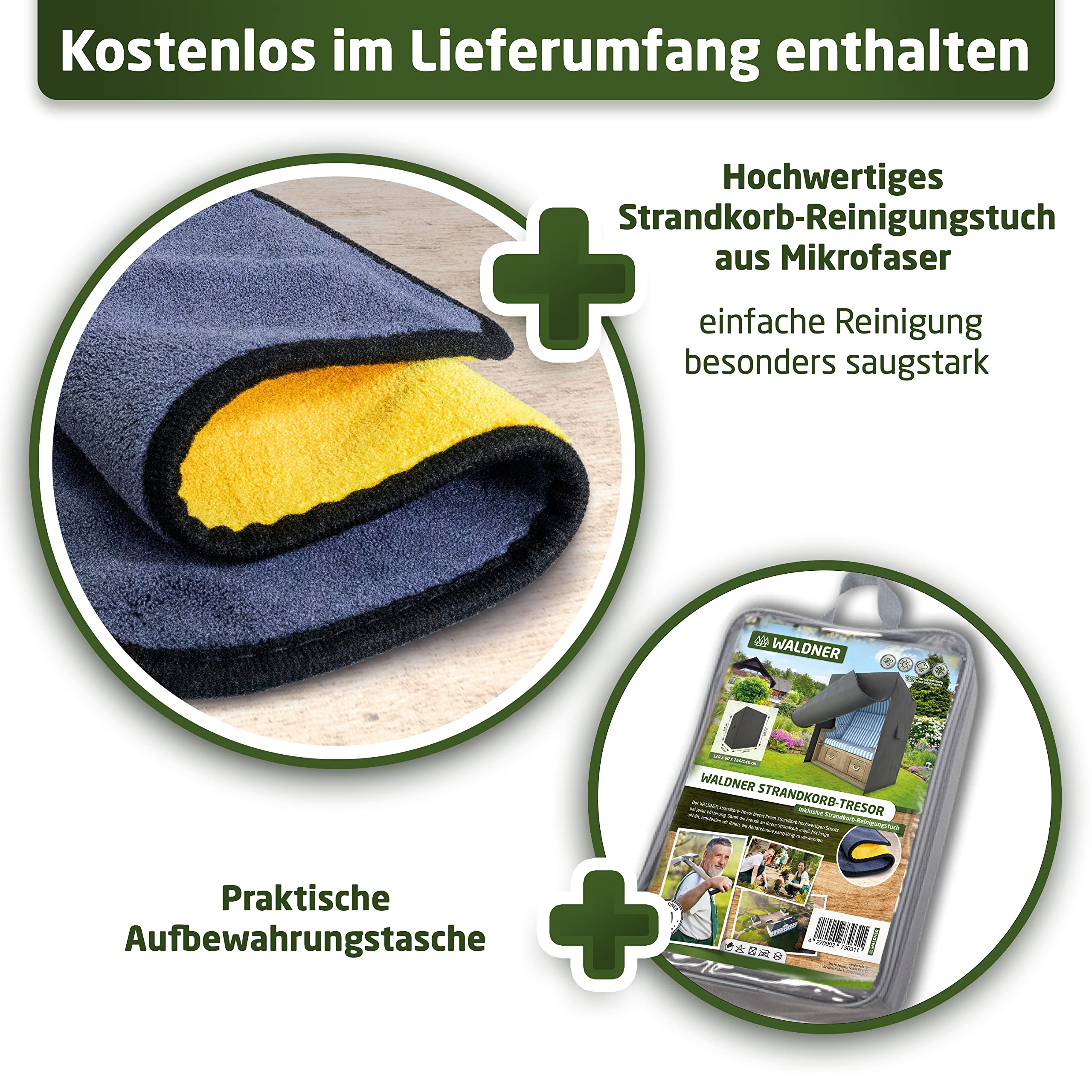 WALDNER Strandkorb Schutzhülle | Oxford 600D | Abdeckung Strandkorbhülle Abdeckhaube Abdeckplane | wasserdicht winterfest wetterfest UV-beständig atmungsaktiv | 120 x 90 x 160 B/T/H | grau anthrazit