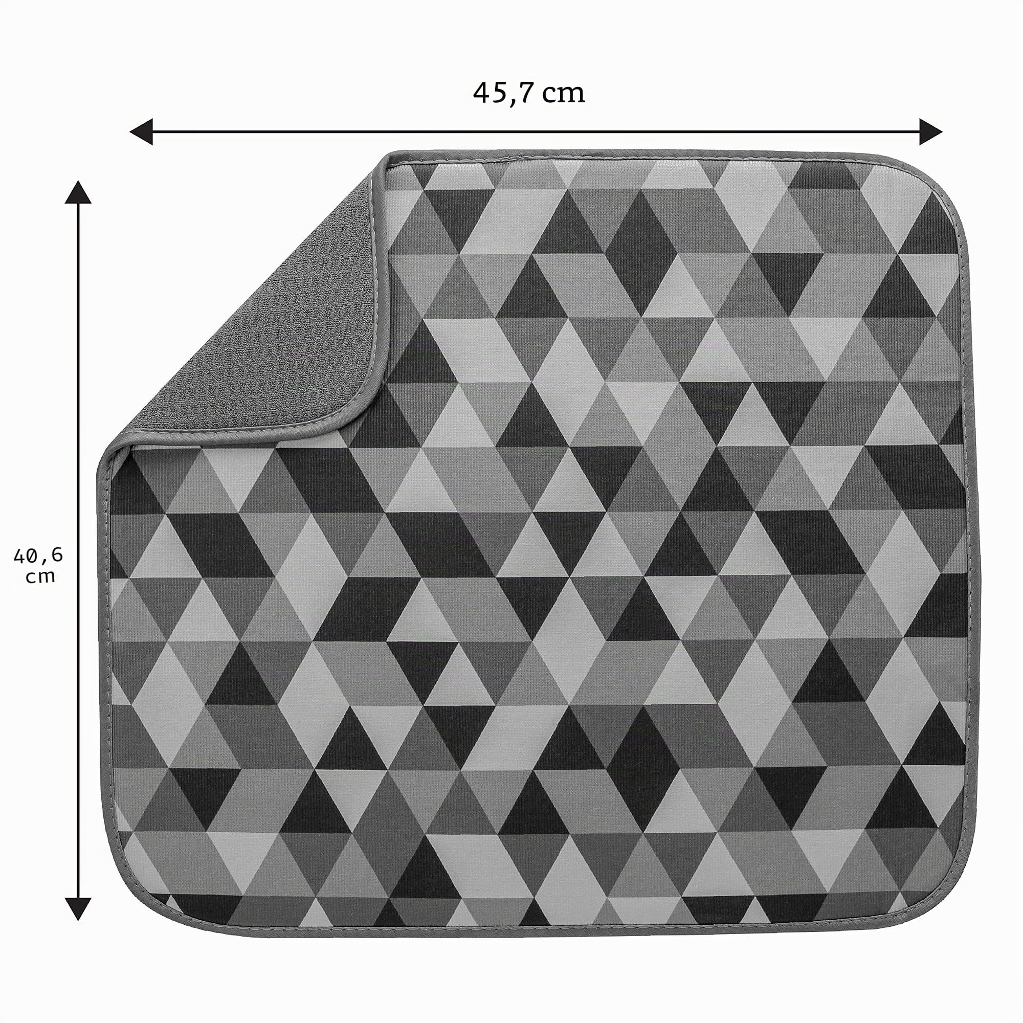 S&T INC. Abtropfmatte für Küche, saugfähig, wendbar, Mikrofaser, 40,6 x 45,7 cm, Dreiecke