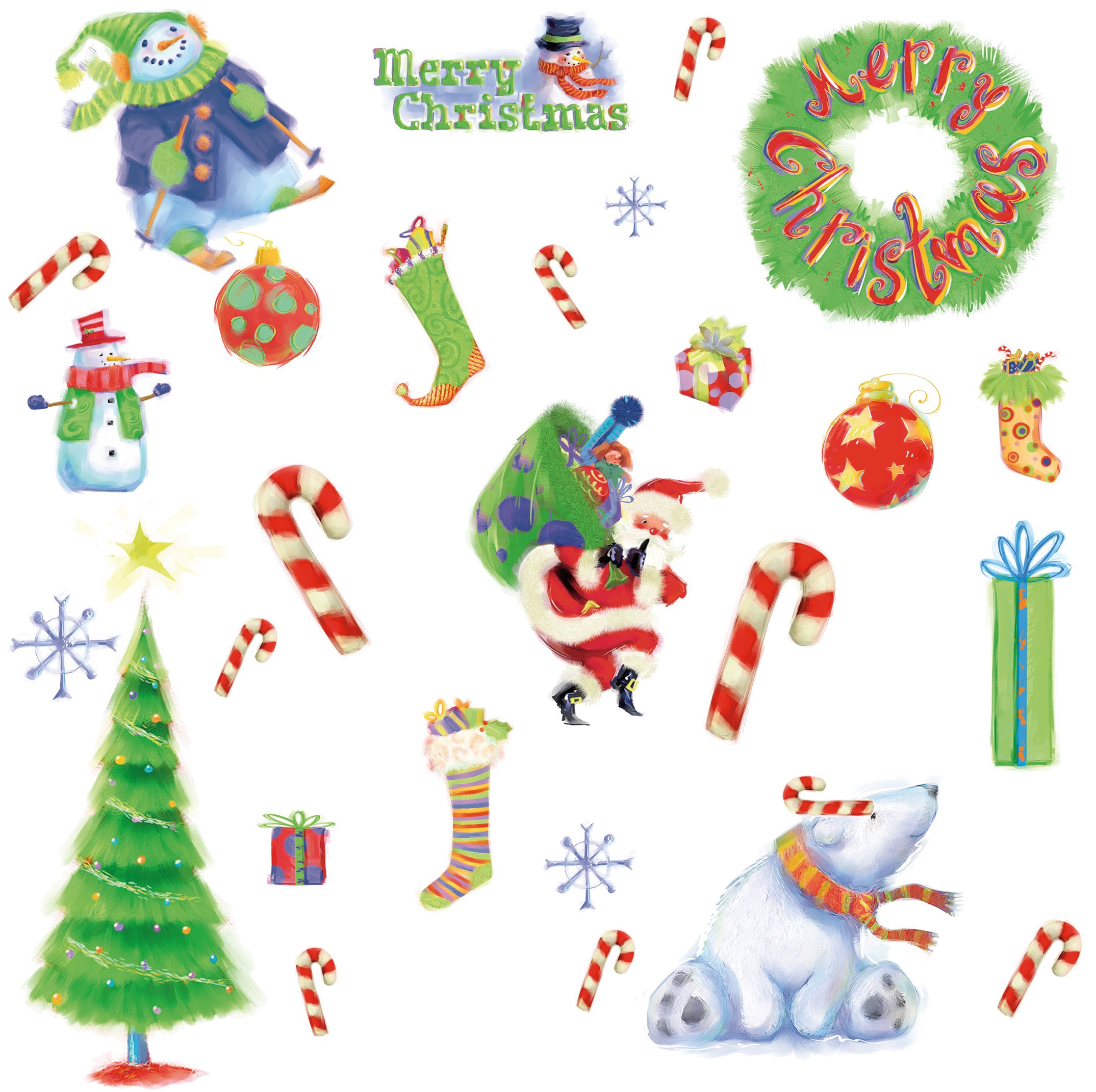Stickers muraux enfant de Noël repositionnables autocollants multicolores RoomMates