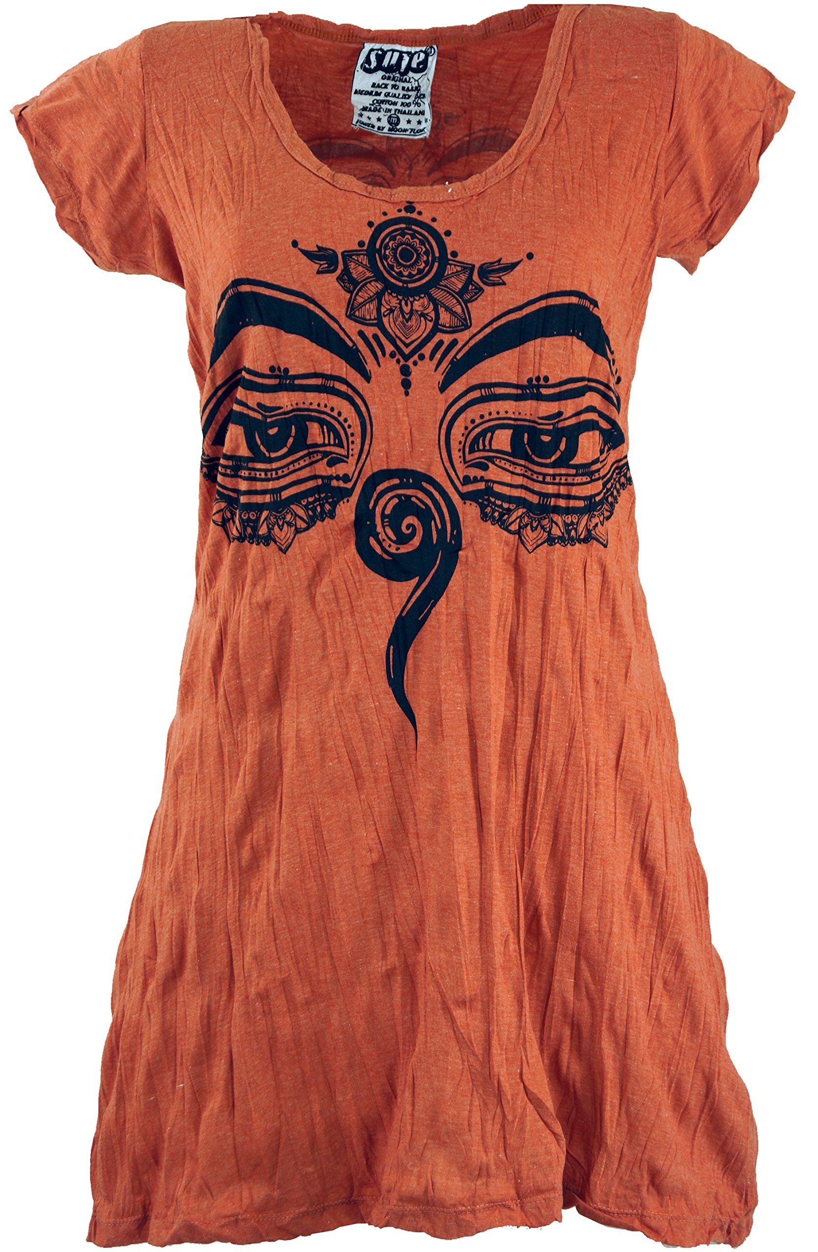 Guru-Shop, Sure Long Shirt, Mini Dress Buddha`s Eyes, Cotton, Printed T-Shirts