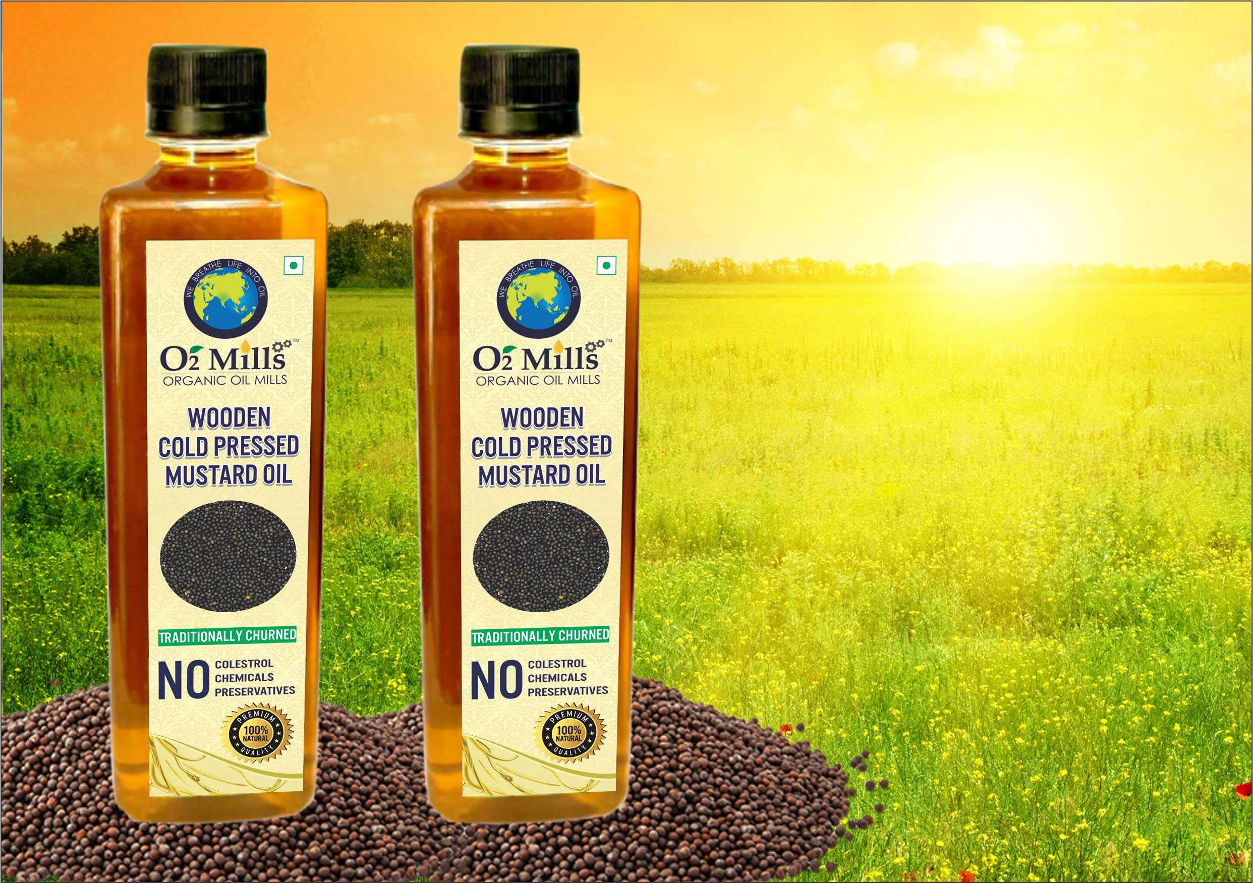 Buy O2 Mills Edible Mustard Oil Wooden Cold Pressed / Lakdi Kacchi