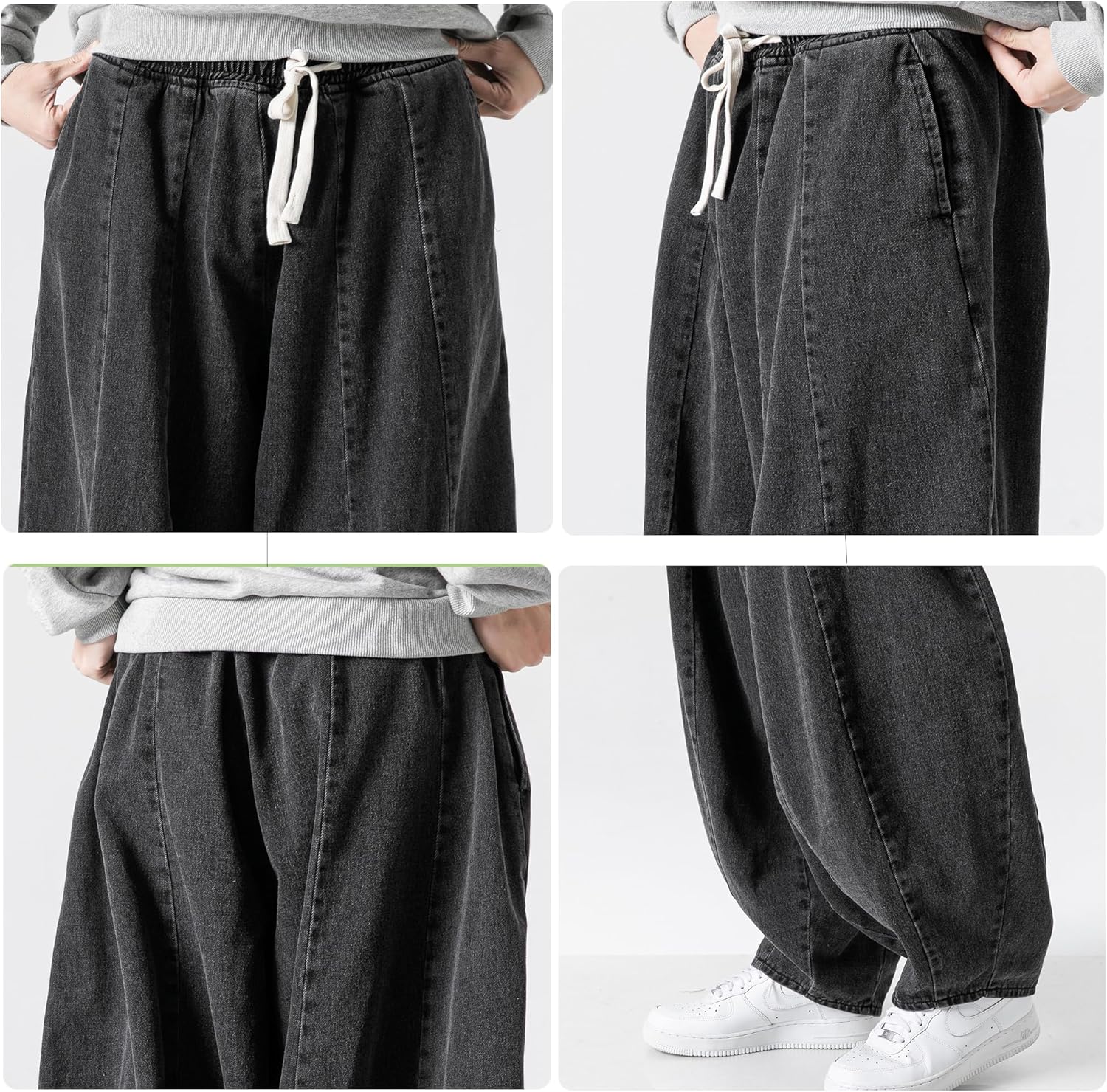 DOSLAVIDA Baggy Jeans for Men Wide Leg Hip Hop Jean Stylish Loose Fit Denim Pants Casual Streetwear Skateboard Pants - Image 7