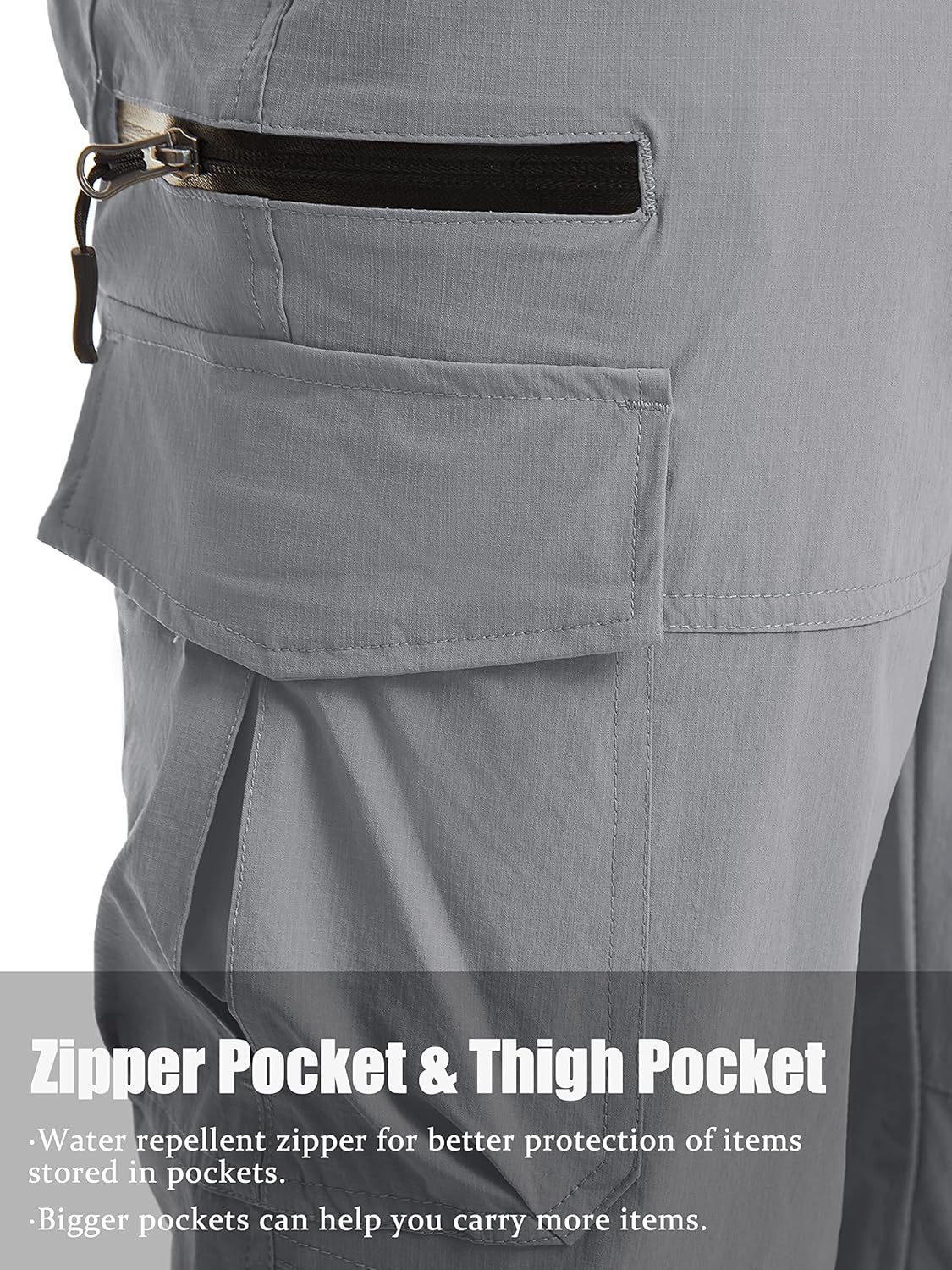 TACVASEN Men's Capri Pants Quick Dry Cargo Hiking Water Resistant Work Summer Long Shorts Below Knee - Image 4