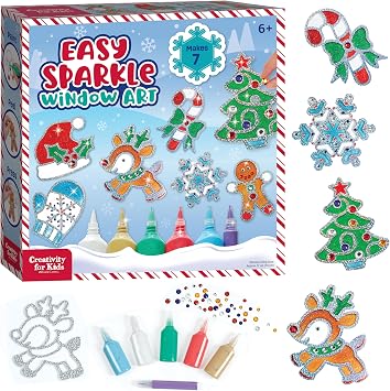 Creativity for Kids Holiday Easy Sparkle Window Art Craft Kit Create 7 Window Art Designs, Holiday Crafts, Christmas Crafts for Kids, Christmas Activities for Kids Ages 6+