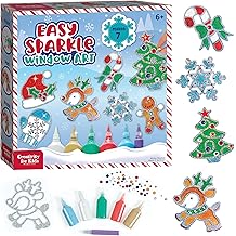 Creativity for Kids Holiday Easy Sparkle Window Art Craft Kit: Create 7 Window Art Designs, Holiday Crafts, Christmas Crafts for Kids, Christmas Activities for Kids (Ages 6+)