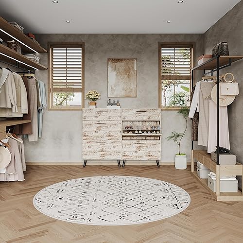 Miniatura 5 de MU Armario de zapatos para entrada, organizador de zapatos con 2 cajones abatibles, armario oculto para zapatos, zapatero delgado cerrado, color