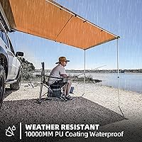 Vista 5 de Toldo para vehículos, 4.6 pies x 8.2 pies, toldo lateral extraíble UPF50+ para techo, bisagras reforzadas y postes para Jeep/SUV/Camión/Van