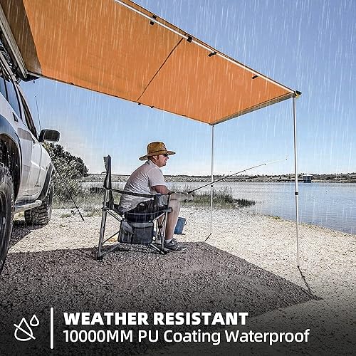 Miniatura 5 de Toldo para vehículos, 4.6 pies x 8.2 pies, toldo lateral extraíble UPF50+ para techo, bisagras reforzadas y postes para JeepSUVCamiónVan