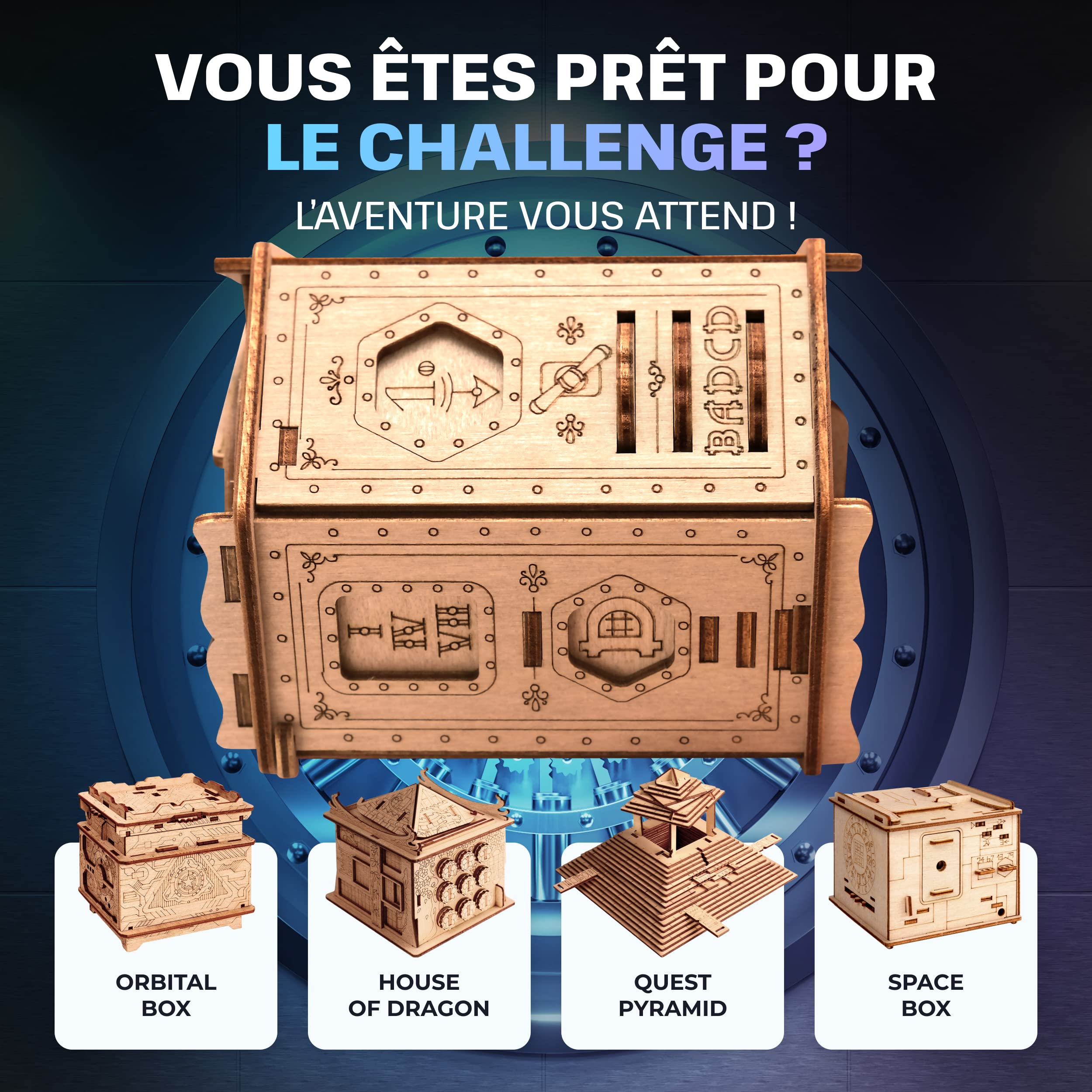 ESC WELT Fort Knox Box Pro - Casse-Tête en Bois - Boite Escape Game - Jeu de Réflexion pour Adultes et Adolescents - Cadeau pour Anniversaire, Fêtes des Pères - Cadeau Paques Enfant