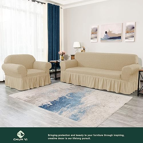 Miniatura 6 de Chun YI - Funda de sofá universal para sofá y sofá de alta elasticidad, resistente, antideslizante, con falda