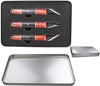 Vista 2 de 3 piezas de cuchillo de marcado dentro de caja de metal, calibre de marcado para carpintería, herramienta de carpintería premium con hoja afilada