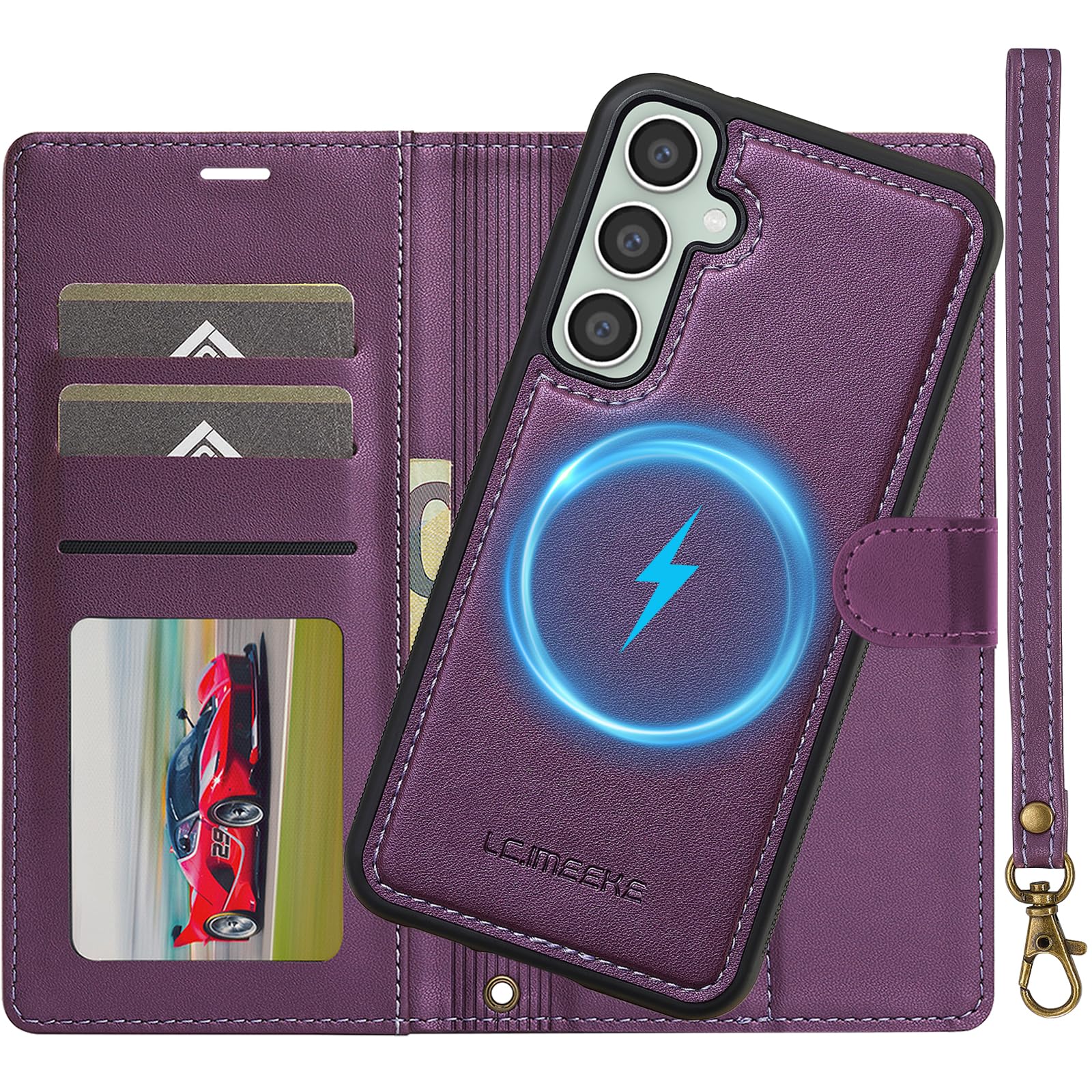Ailicici Handyhülle für Samsung Galaxy A05s Hülle, 2-IN-1 Abnehmbare magnetische Hülle, Kabelloses Laden Cover, Kartenfach Leder Case, RFID-Blockierung Klapphülle, Schutzhülle für Samsung A05s 4G/5G