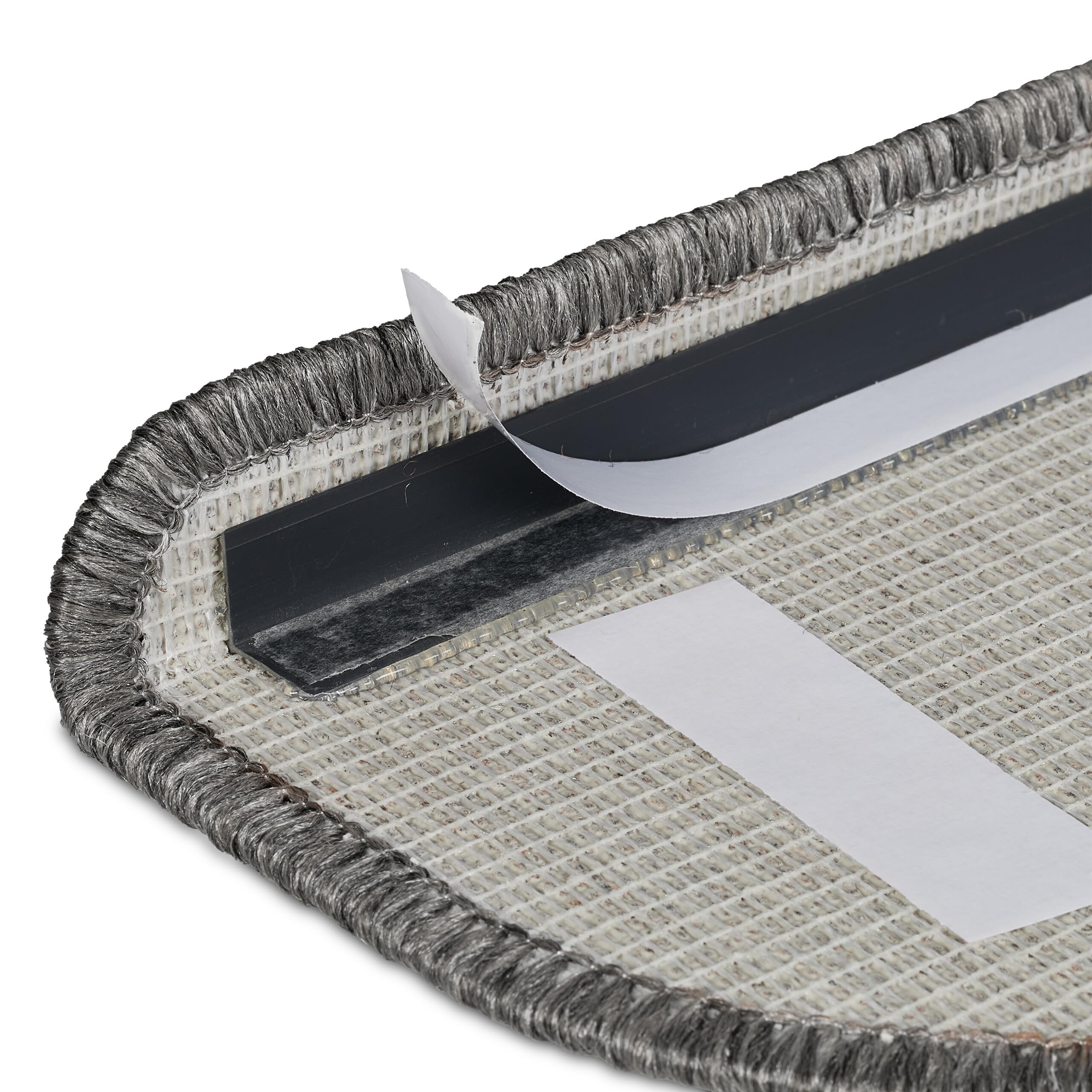 Relaxdays Alfombras Escaleras, Set 15, Alfombrillas Escalones, Circular, Antideslizantes, 65x24 cm, Autoadhesivas, Gris