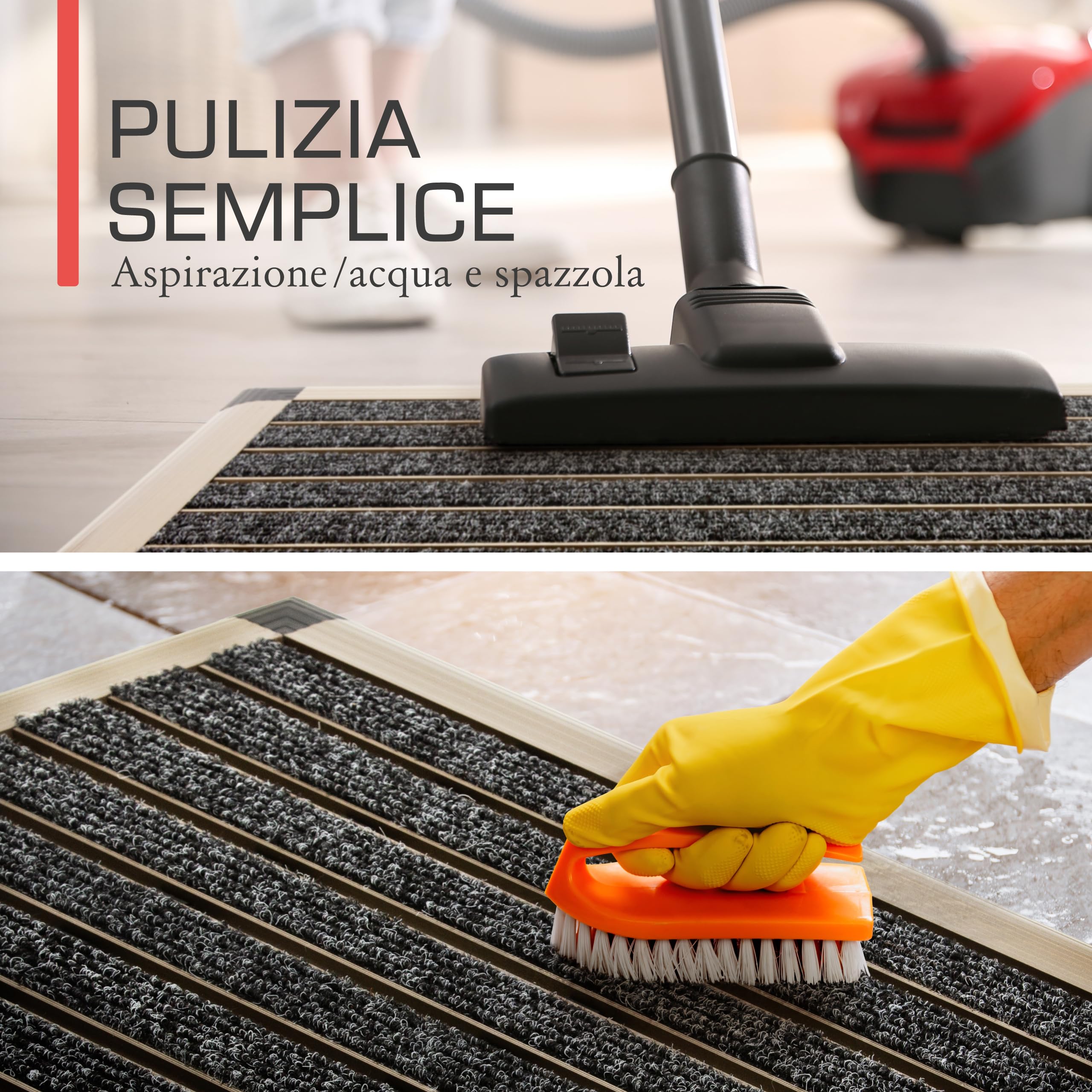 bomoe zerbino in alluminio per porte d'ingresso con passatoia in gomma | 50x80cm Champagne metallizzato tappetino per uso esterno e interno Antiscivolo battitappeto raschietto scarpe AluGant